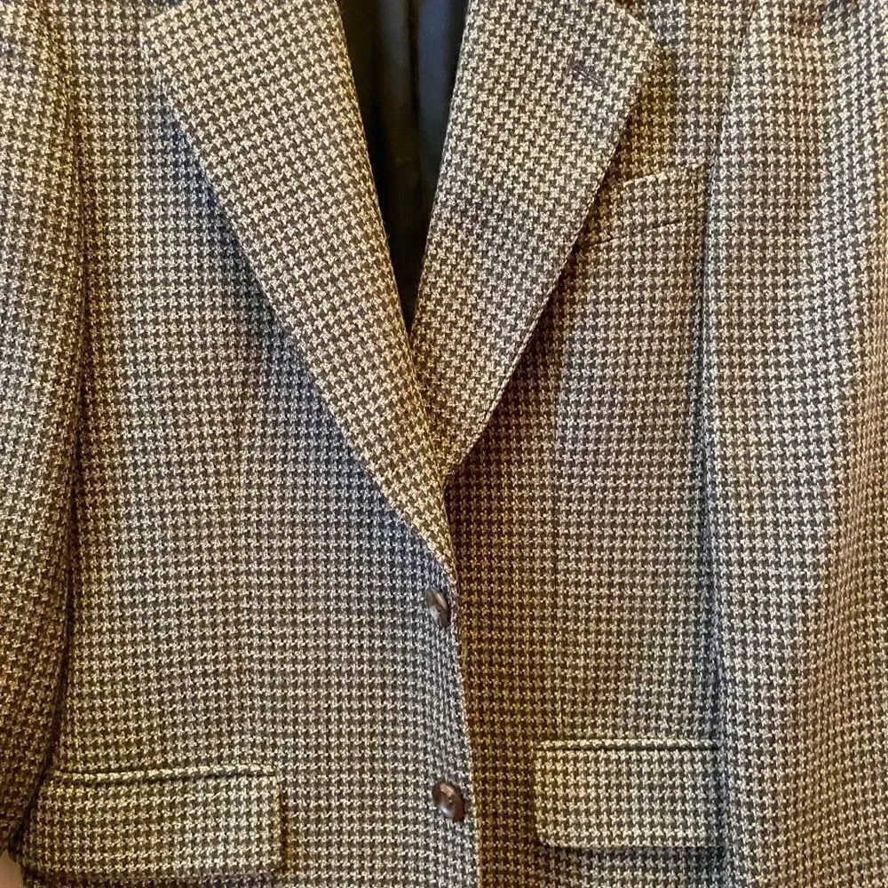 Vintage Classic Men's Houndstooth Blazer in Black and White 38R